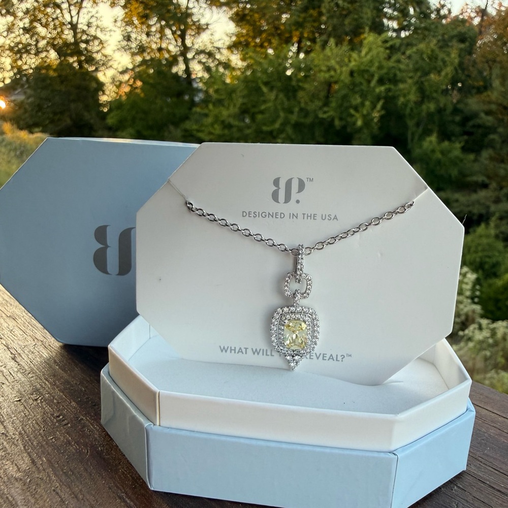 Bomb Party NK88110 Gleeful In The Sun Lemon CZ Rhodium Plating Necklace NWT